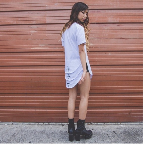 NWT Homme + Femme LA pink triple layer plus tee unisex short sleeve tee - Picture 5 of 17